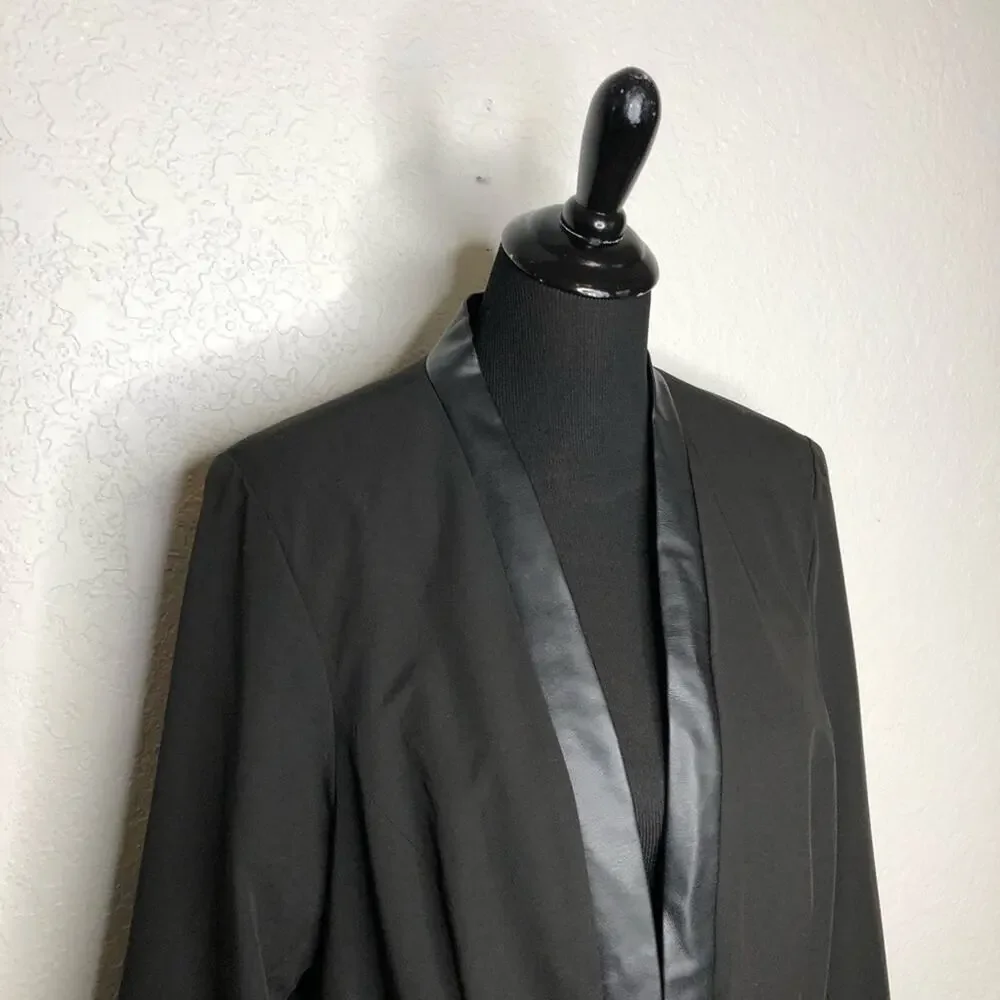 Torrid black faux leather trim open front blazer jacket size 1 or 1X NWT